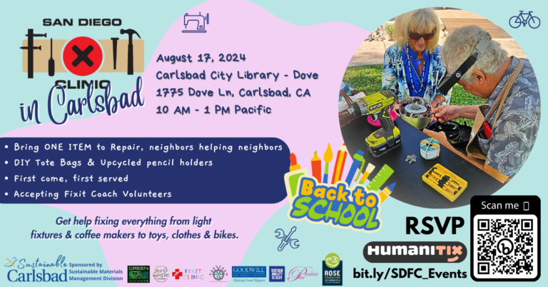 Back to School with San Diego Fixit Clinic in Carlsbad